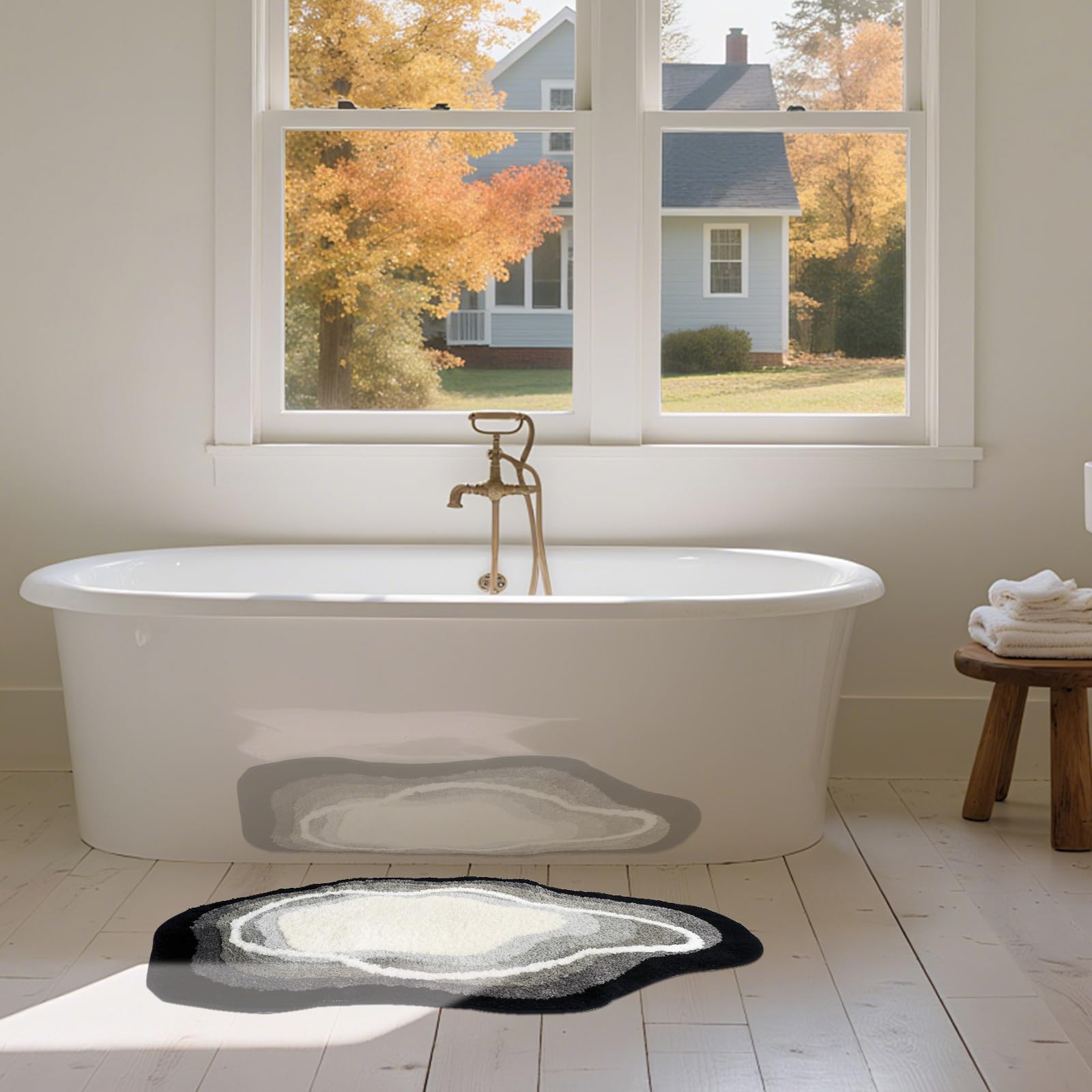 Beflockte Absorbierende Schnelltrocknend Badematte Grau | Mikrofaser Badvorleger Rutschfest Waschbar, Badteppich 60x100, Duschteppich, für vor der Badewanne, Wohnzimmer, Schlafzimmer