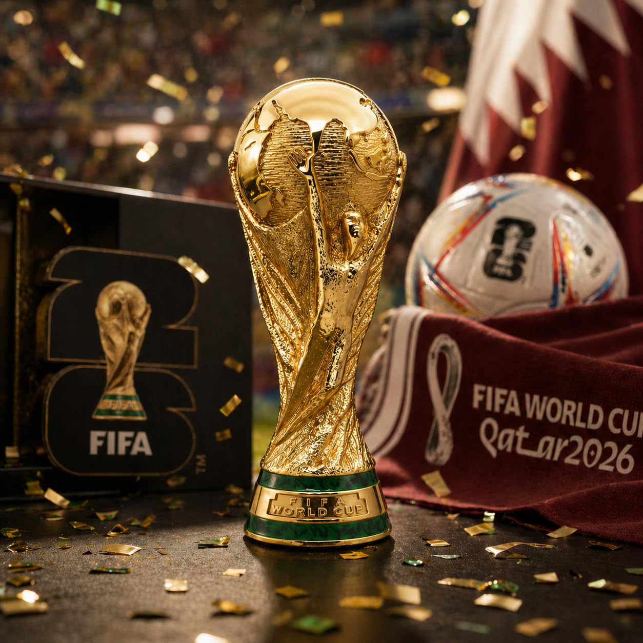 Regalo FIFA World Cup 2026, Trofeo 3D Ufficiale FIFA Coppa del Mondo 2026, 150 mm, in Lega di Zinco Premium, da Collezione, Durevole, per scrivania, Ufficio e Memorabilia Calcio