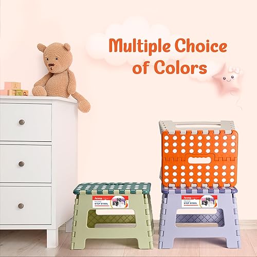 Miniatura 38 de Taburete plegable resistente de alta calidad de 13 pulgadas de altura para adultos, taburete de cocina, jardín, baño, color blanco Blanco,Bicolor