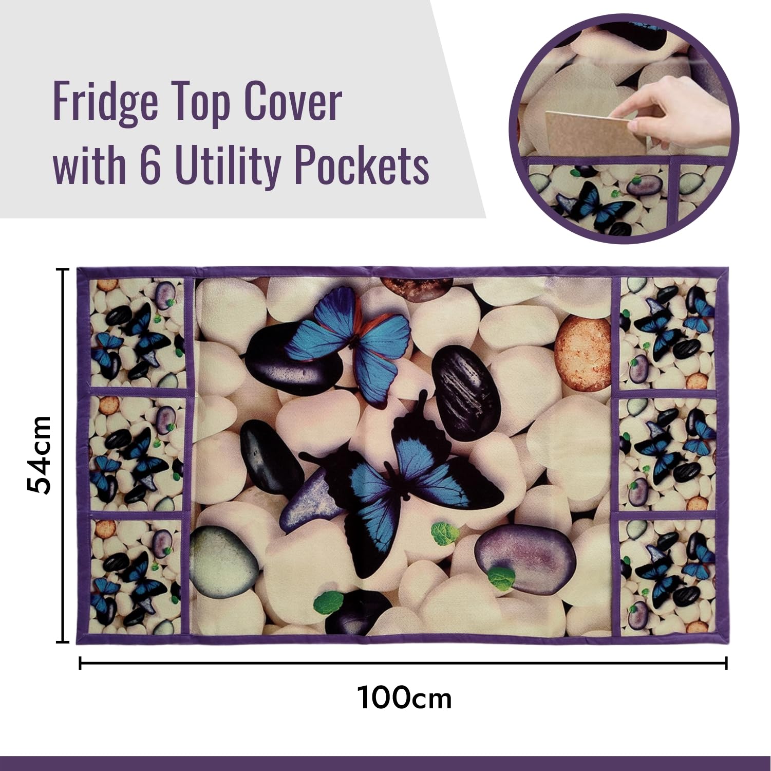 Fridge Top Cover with Pockets - Organize Your Kitchen! -3 Fridge Top Cover with Pockets - Organize Your Kitchen! -3