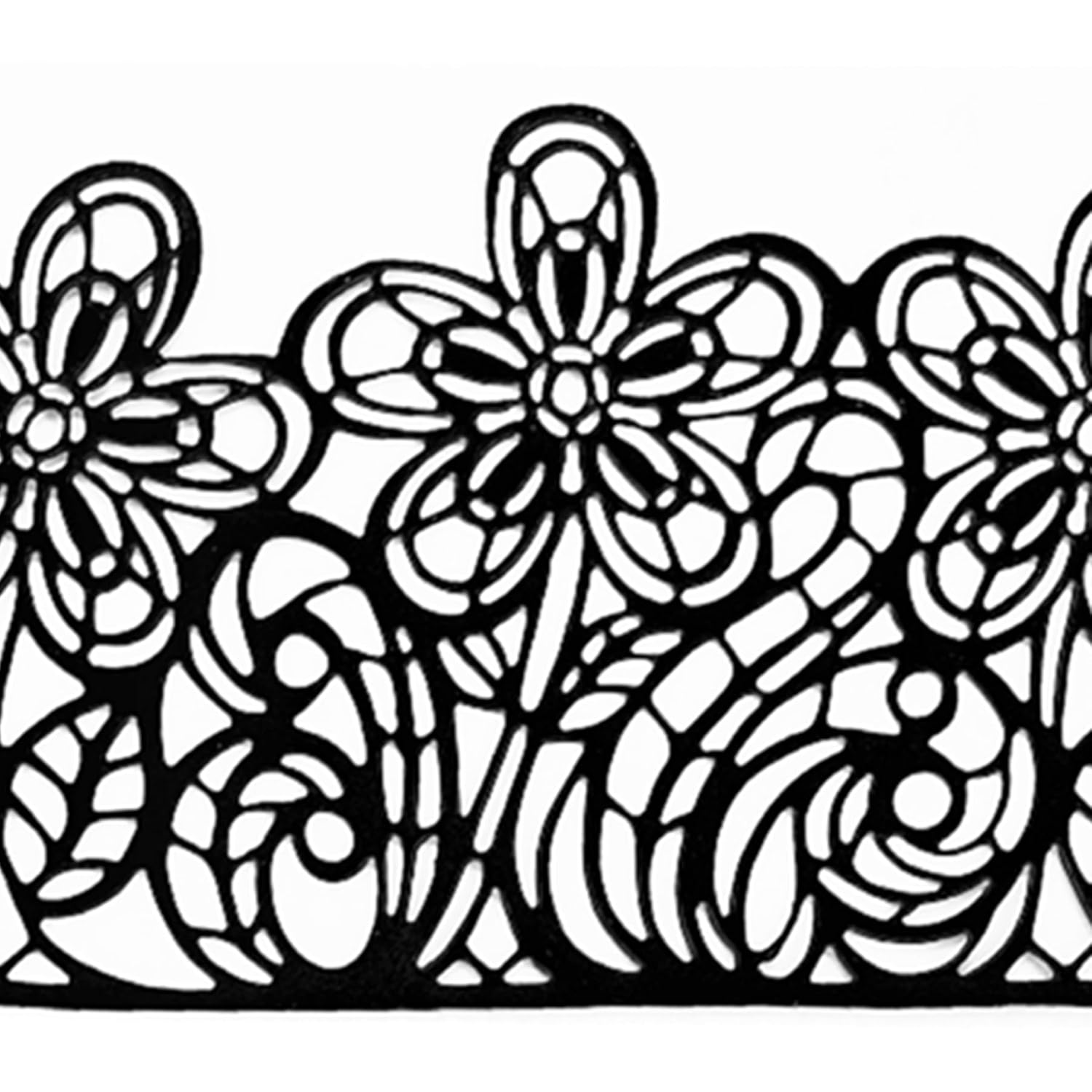 Large Pre-Made Ready to Use Edible Cake Lace Flower Trim Black 14-inch 10-Piece Set