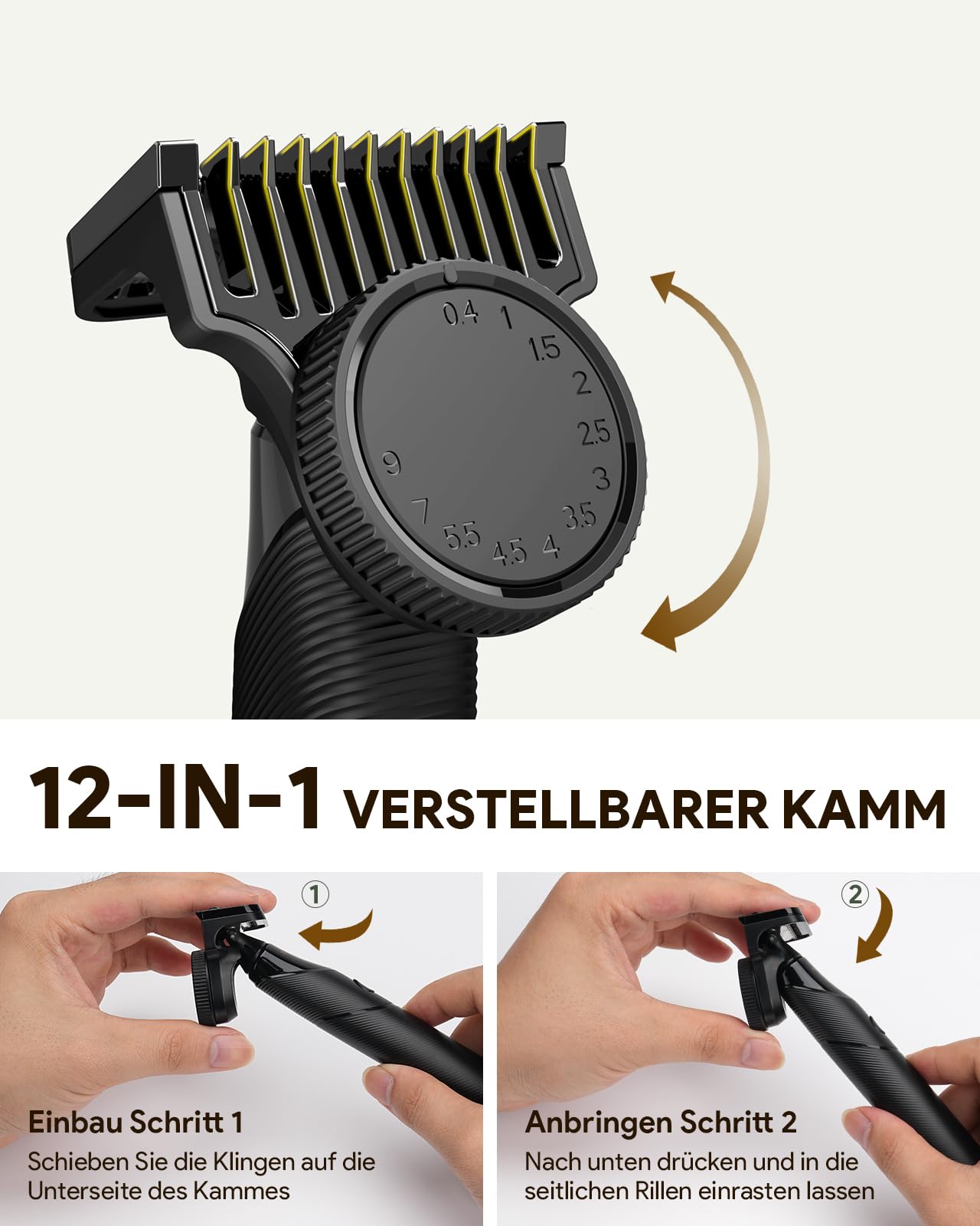 Styling Elektrischer Rasierer für das Gesicht, Bartschneider & Körperhaartrimmer Groomer Kit, Schnelllade-Rasierer mit Verstellbarer Trimmaufsatz von 0.4-9 mm, Tragbar für Reisen, Typ-C Kabellos
