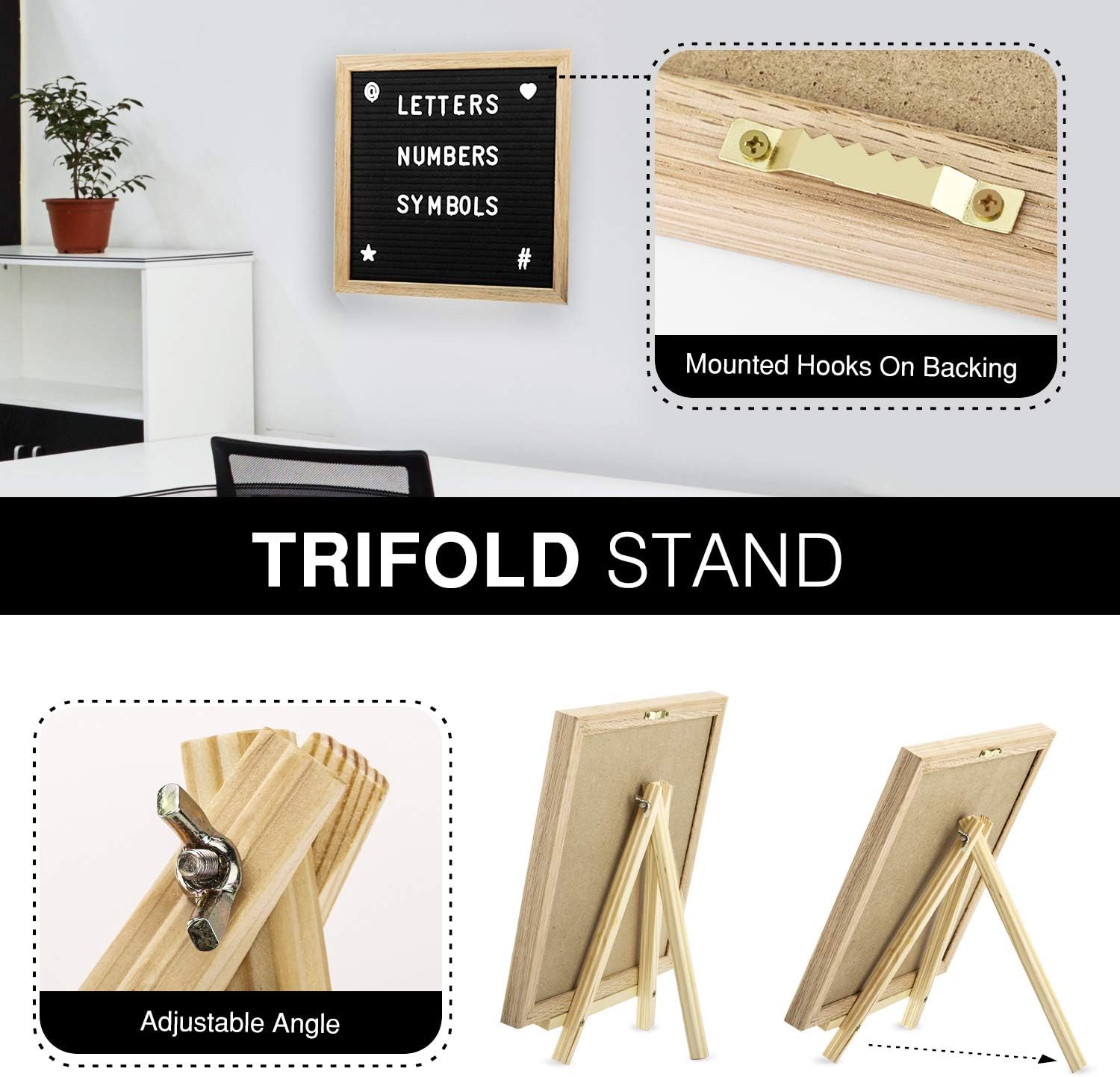 Amazon レターボード 掲示板 Atic メッセージボード インテリアボード コルクボード フェルト製 スタンド型 壁掛けも適応 枠付き 幅25 X 25cm 350文字記号数字付き 家族連絡メモ 伝言板 お祝い カフェのメニュー バレンタインデー Diy初心者にオススメ Black 掲示板