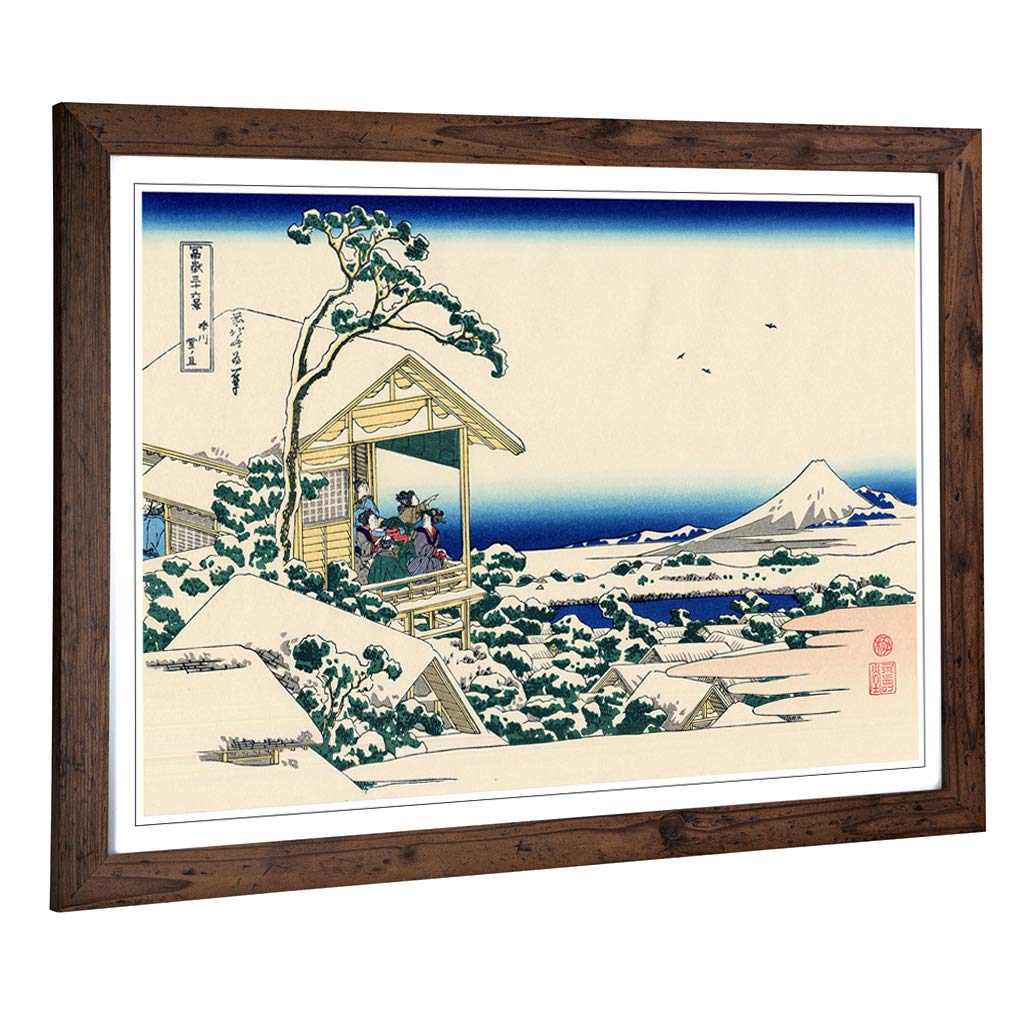 Big Box Art Framed Print of Hokusai Japanese Oriental Koishikawa Design | Wall Art Picture | Home Decor for Kitchen, Living Room, Bedroom, Hallway, Walnut, A2 / 24.5x18 Inch / 62x45cm