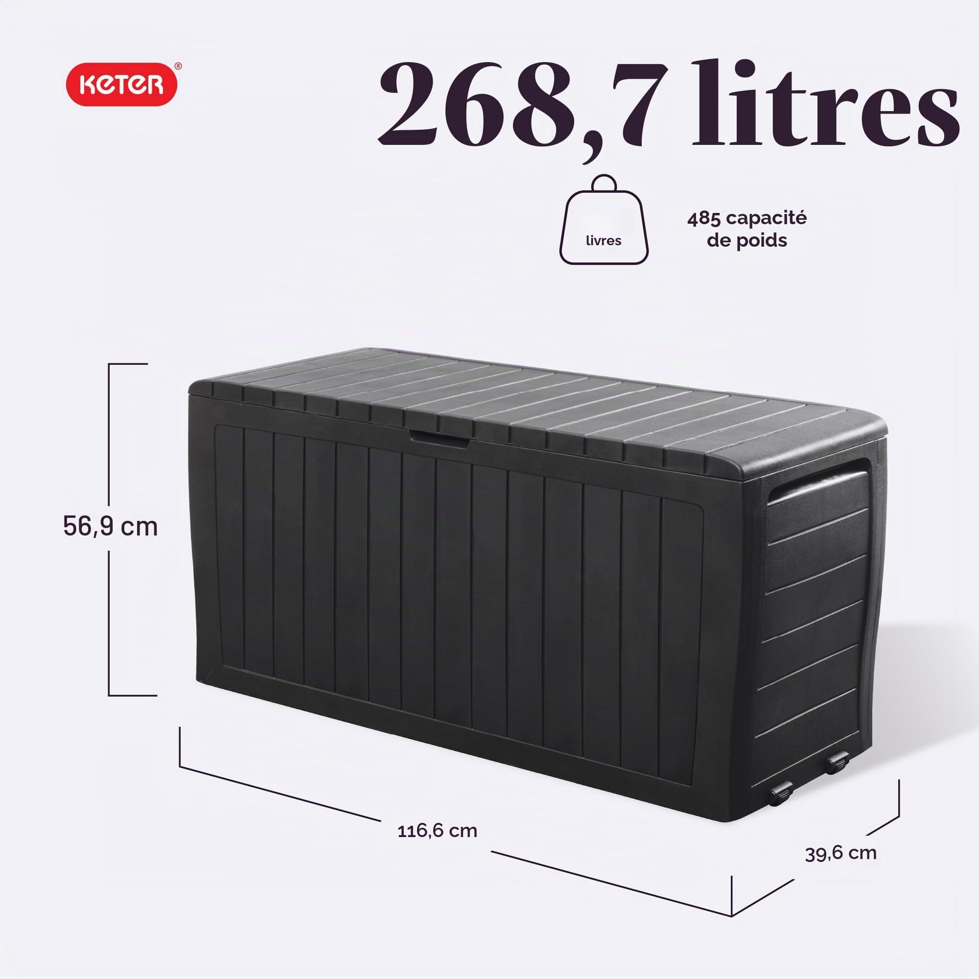 Keter Marvel Plus 243531 Boîte de rangement en résine résistante aux intempéries Gris 243531
