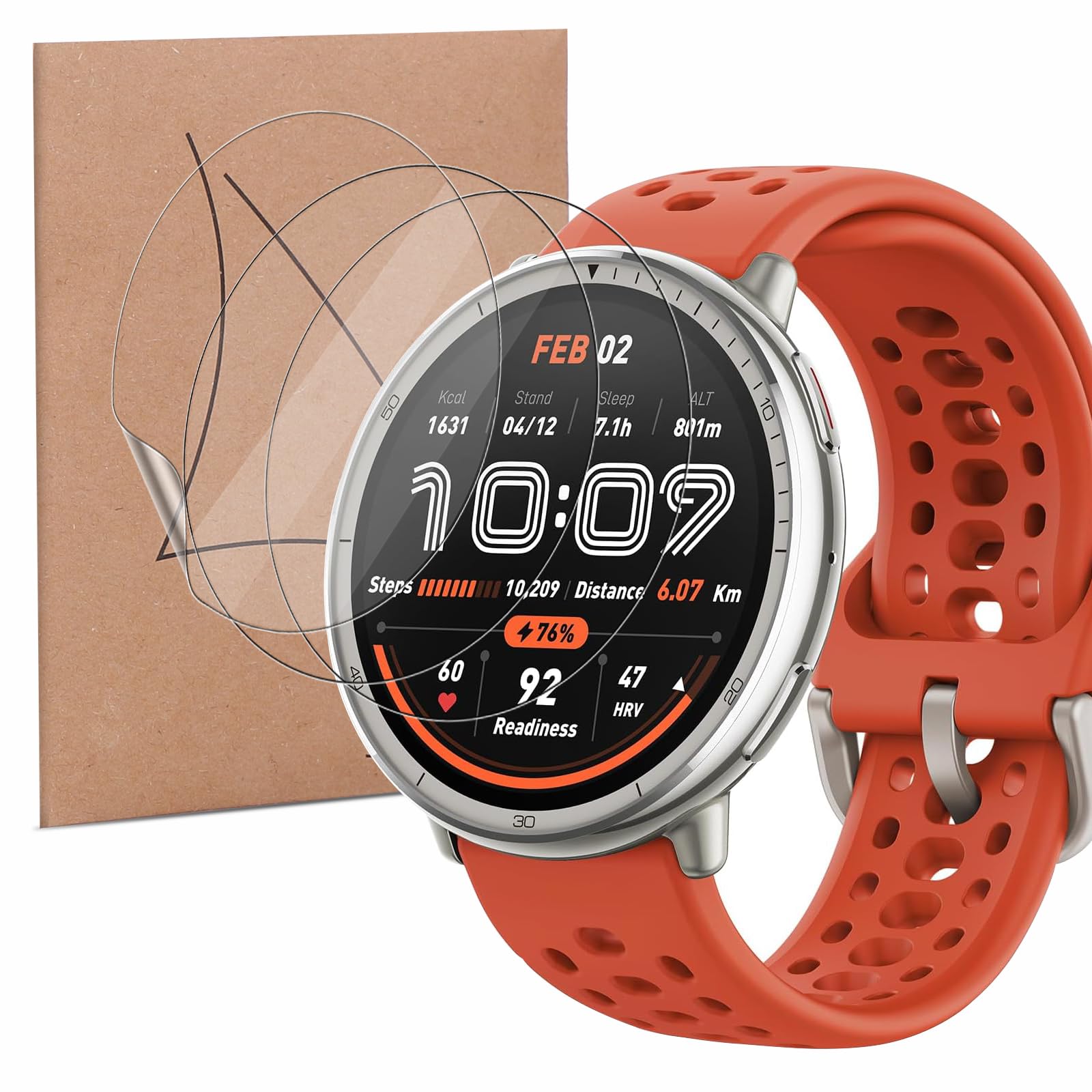 KZIOACSH Screen Protector for Amazfit Active 2, 3 Pack Ultra-thin HD Clear Anti-Scratch Cover Film [NOT GLASS] Touch Sensitive Anti-Fingerprint Anti-Oil Self-Healing TPU Screen Protector