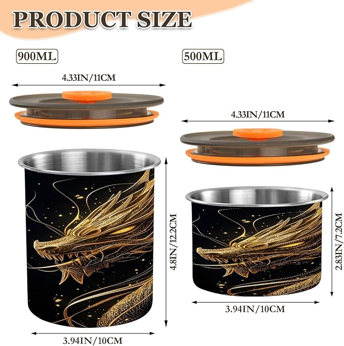 Almacenador de Alimentos ALAZA Golden Dragon 17 oz Acero Inoxidable miniatura 3