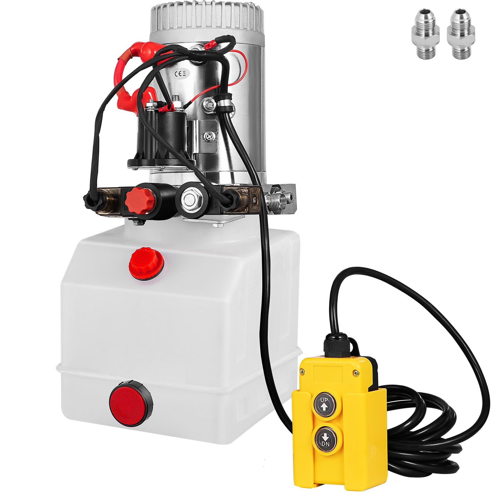 Happybuy Hydraulic Pump, Electric Hydraulic Pump, 3 Quart Double Acting Metal Reservoir for Dump Trailer