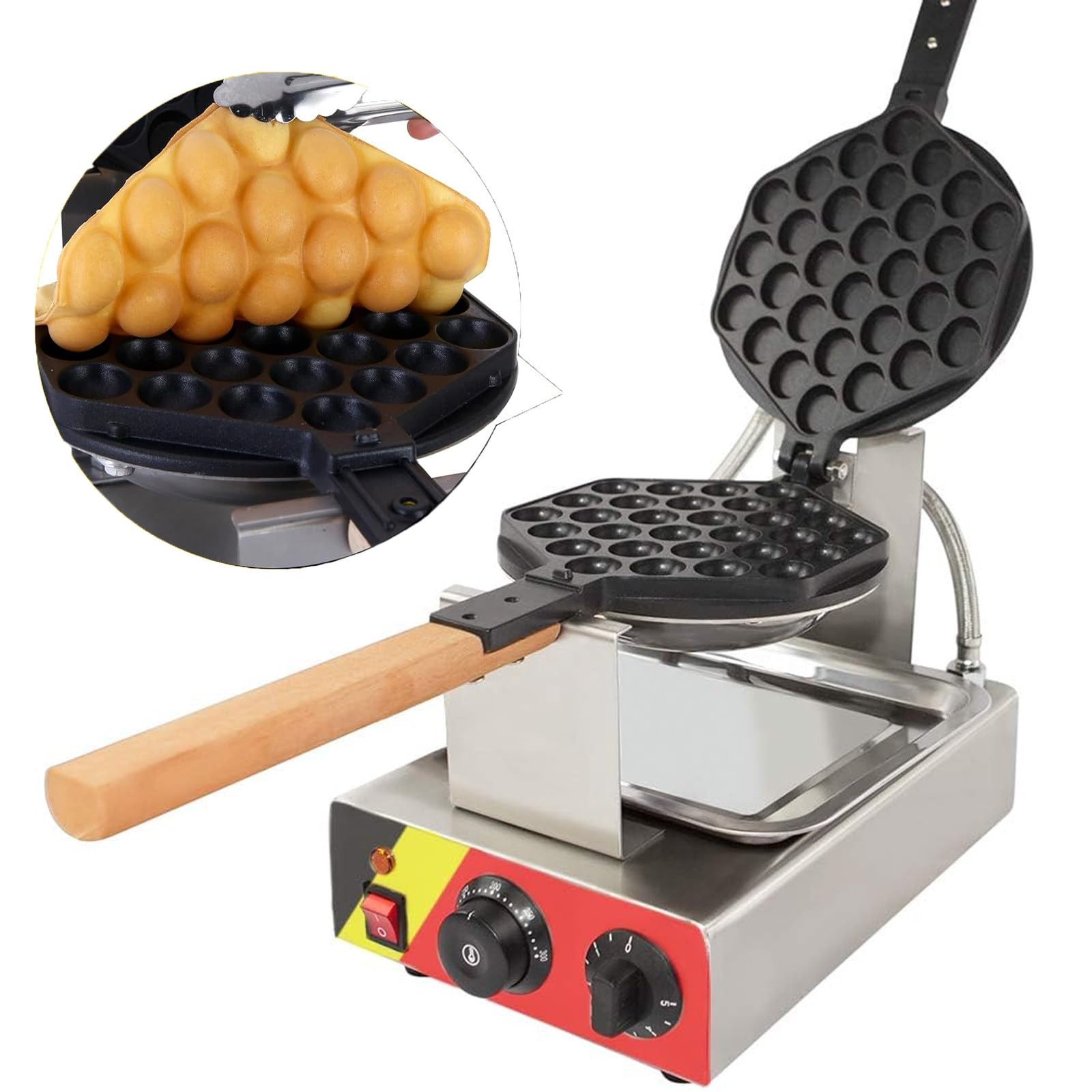 Gofrownica BąBelkowa Ze Stali Nierdzewnej Komercyjna Gofrownica Jajeczna Z Hongkongu, Maszyna Do GofróW BąBelkowych O Mocy 1400 W Z PowłOką NieprzywierająCą, Do UżYtku Domowego