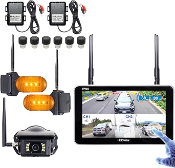 Haloview Byte Tango BT7 TPMS-6 Plus 1080P Wireless 3 Backup Camera System with 6-Pack TPMS Sensor