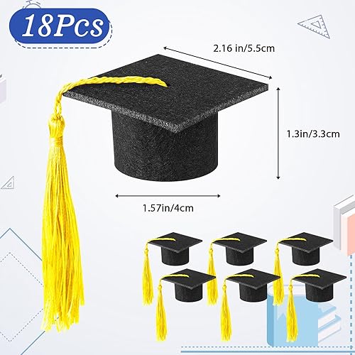 Miniatura 4 de 18 mini gorras de graduación 2024 con borlas, decoración para botellas de vino de graduación, licenciatura, graduación, sombrero, decoraciones de