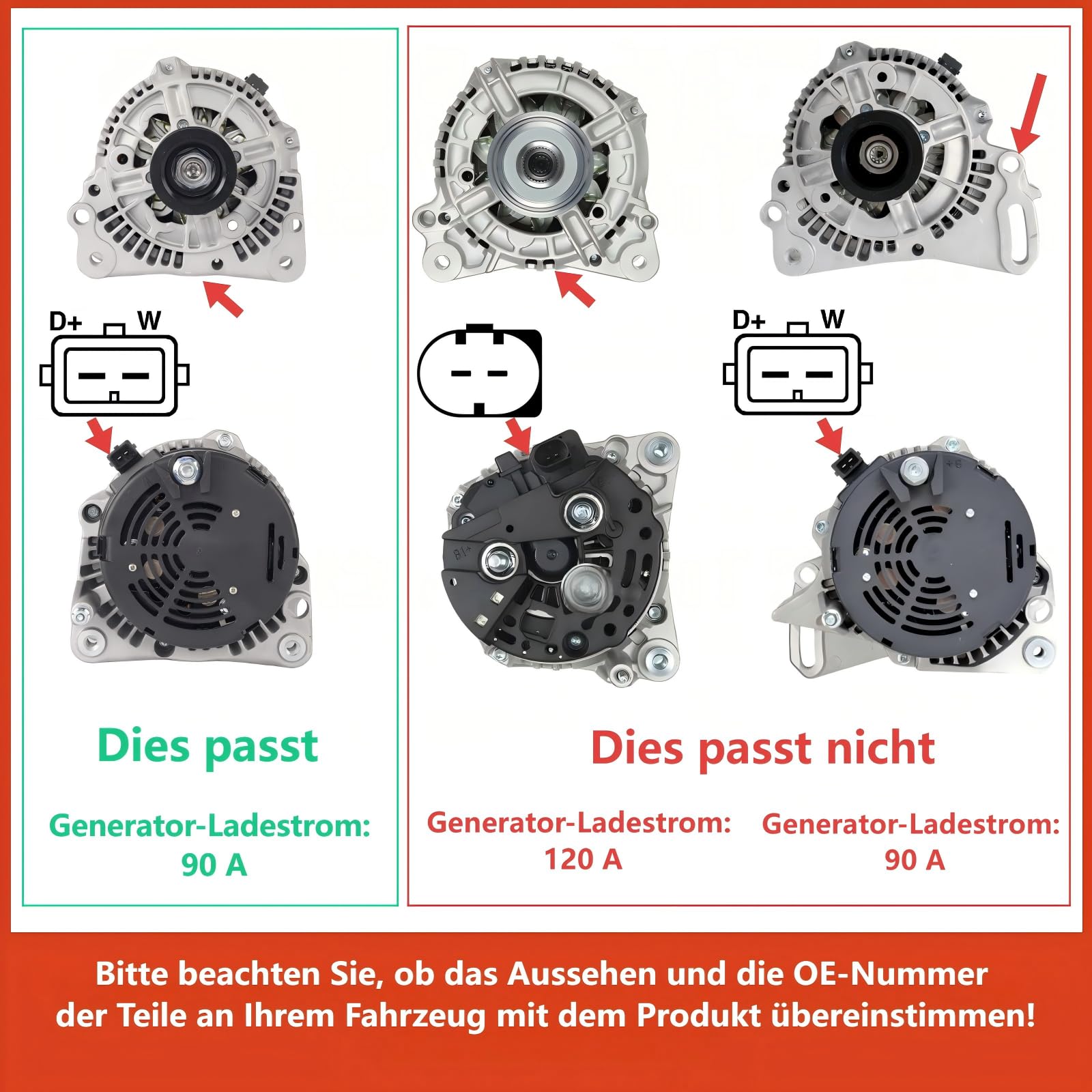 Frankberg Lichtmaschine Generator 90A Kompatibel mit Golf III 1H1 1991-1997 P.a.s.s.a.t 35I 3A2 1991-1996 Ibiza II 6K1 1993-2002 Replace# 021903017
