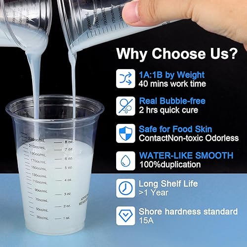 Miniatura 2 de Kit de fabricación de moldes de silicona, gel de sílice líquido elástico 15A de 22 onzas para moldear moldes de resina y moldes de velas y jabón,