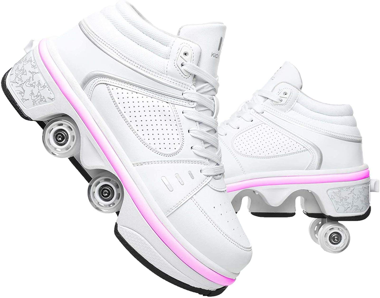 Scarpe Con Rotelle Luccicanti Per Bambina – Sneakers 2 Ruote Retrattili Con LED Ricaricabili, Perfette Per Pattinare All'aperto In Tutta Sicurezza