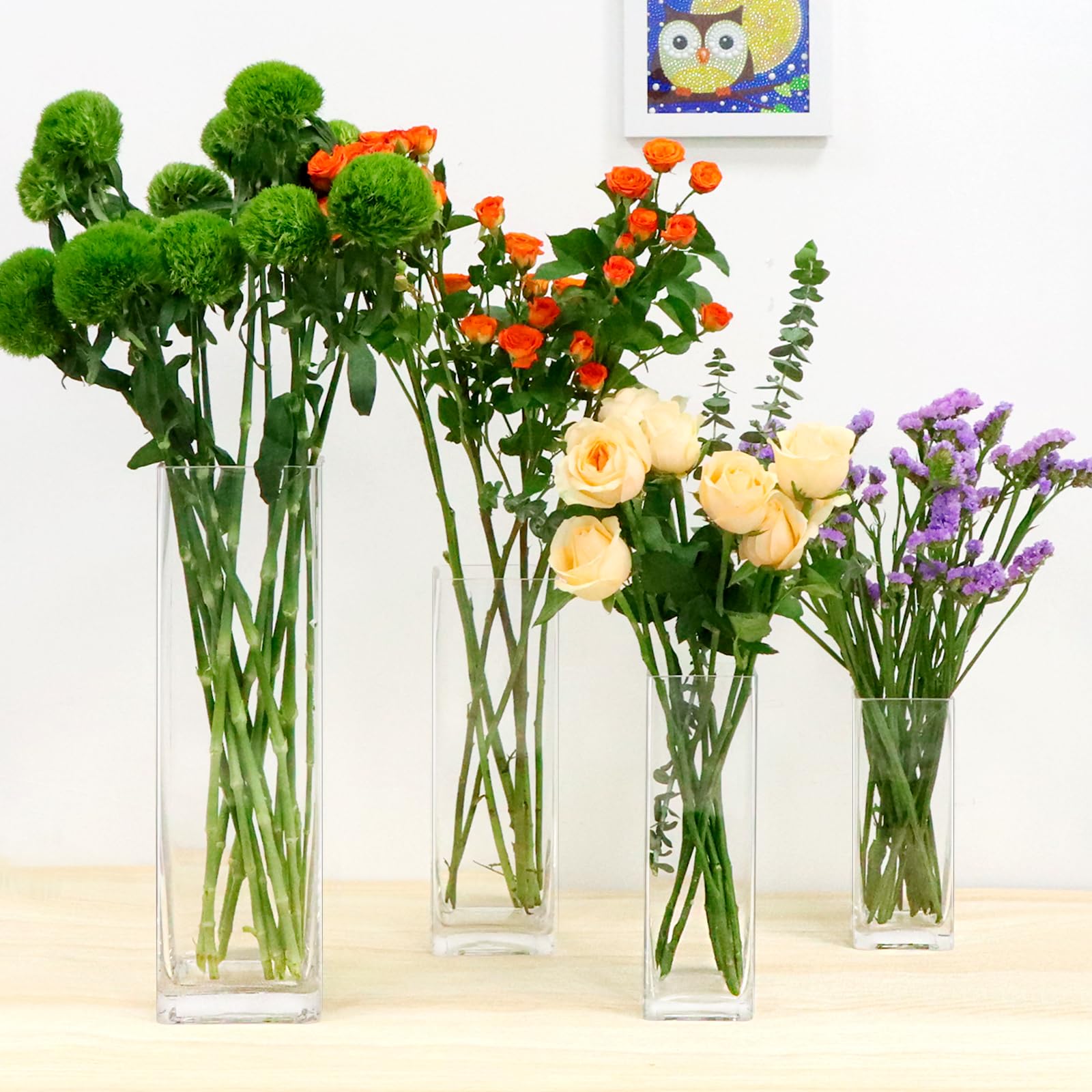 Vaso Trasparente per Decorare Stanza, Moderni da Interno Design Rettangolare Vasi Unico per Decorazioni Casa per Arrangementi Floreali E Decorazione Domestica (40 x 12cm Vaso vetro)