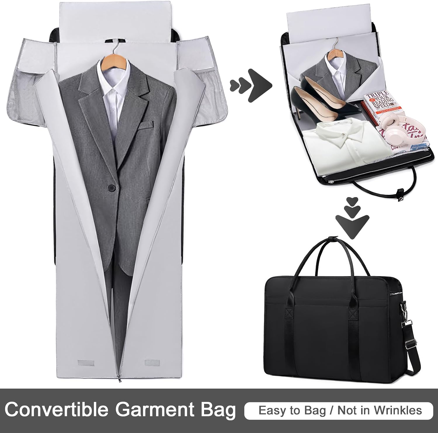 CAMTOP Garment Bags for Travel, Convertible Garment Duffle Bag for Women Men, Carry on Garment Bag Travel Duffel Bag