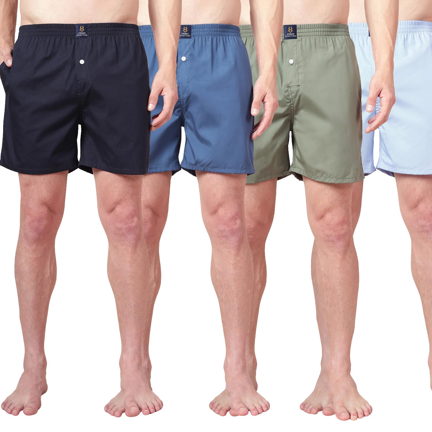 urban scottish Men’s 100% Cotton Solid Boxers Shorts with Side Pockets (Pack of 4)-picture-30