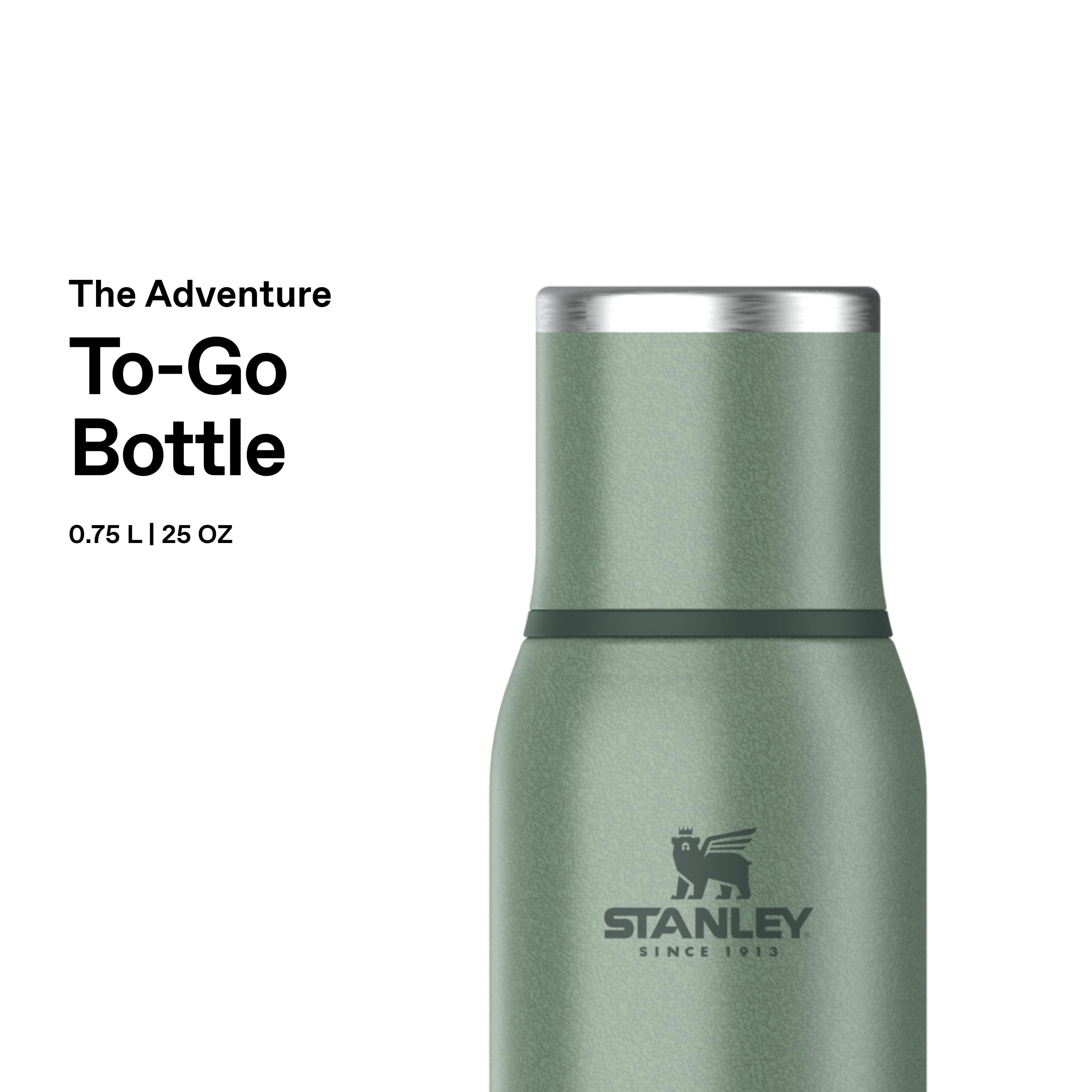 Stanley 1913 Adventure To-Go Borraccia Termica 0.75L - Hammertone Green | Freddo 25 Ore - Caldo 20 Ore - Antigoccia - Coperchio Isolato - Senza BPA - Thermos Lavabile In Lavastoviglie