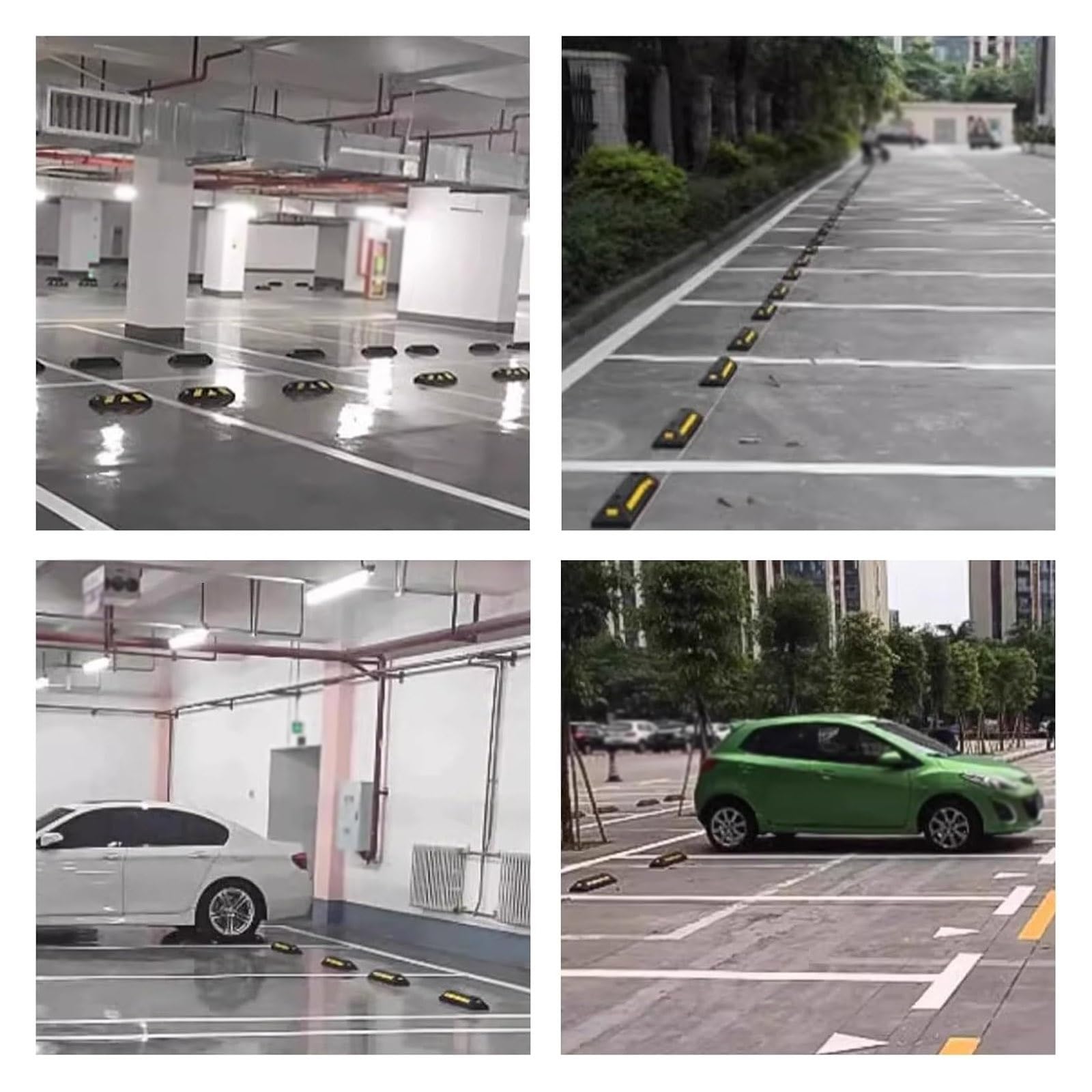 Tope de Aparcamiento, Tope for Estacionamiento con Bandas Reflectantes, Ayuda for Aparcar en Almacenes, Entradas de Vehículos, Aparcamientos Comerciales y Centros Comerciales (2 Unidades)