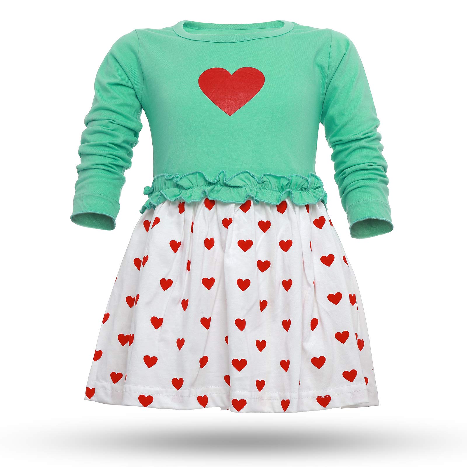 CATCUB Girl's Cotton Hearts Printed Frock