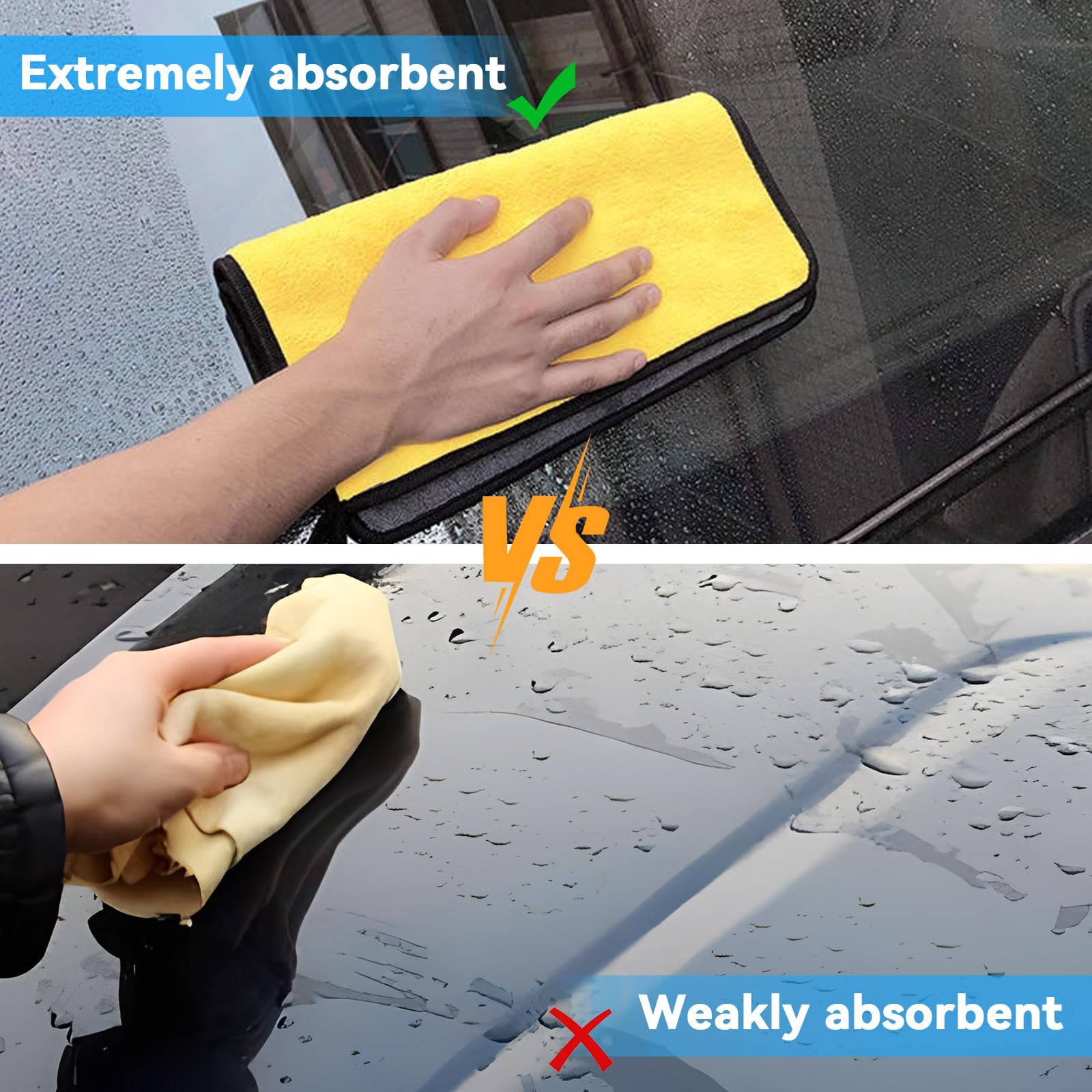 10 Pezzi Panni Microfibra Auto 500 GSM - 30x40 Cm, Grigio E Giallo, Super Assorbenti E Senza Pelucchi - Foto 9