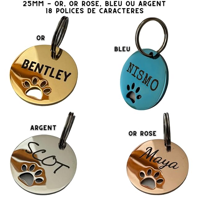 Foto 3 de 5 de UNIKTAG Medalla para perros personalizada 25 mm (1 inch) - Medalla de acero inoxidable grabada