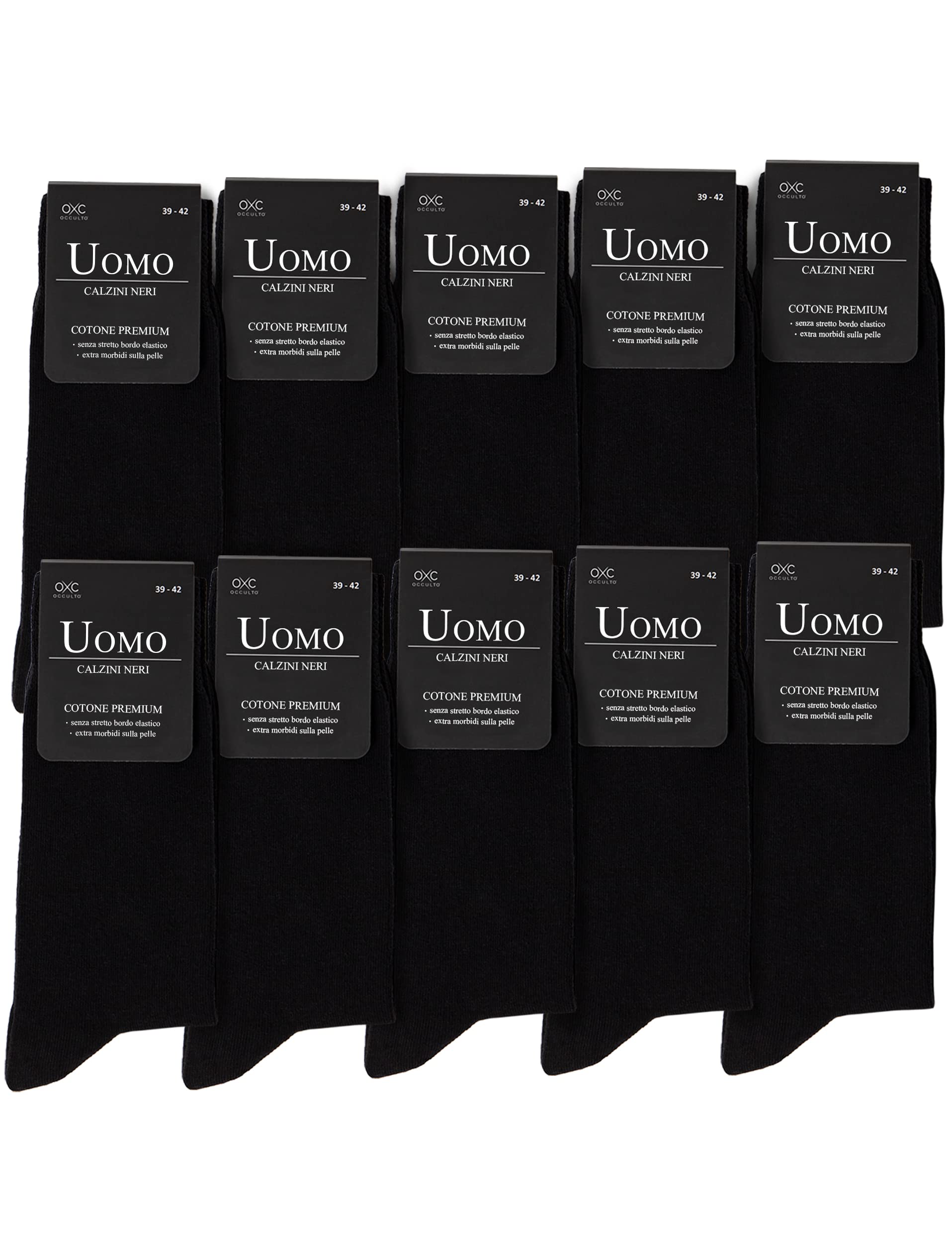 Occulto - Calze da uomo in cotone per il lavoro e per il tempo libero in diversi colori (confezione da 10 paia)