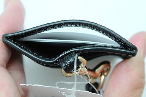 Miniatura 7 de Coach Soporte para tarjetas de identificación en cuero de grano cruzado (negro/dorado)