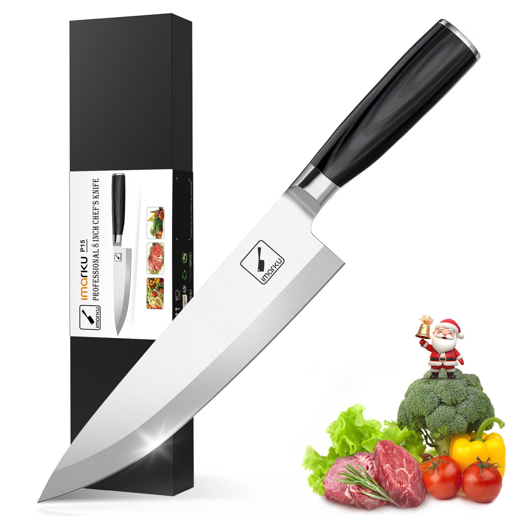 imarku Chef Knife 8-Inch Pro Japanese Kitchen Knife 7Cr17MoV High-Carbon Stainless Steel Paring Knife Ergonomic Handle Rasor Sharp
