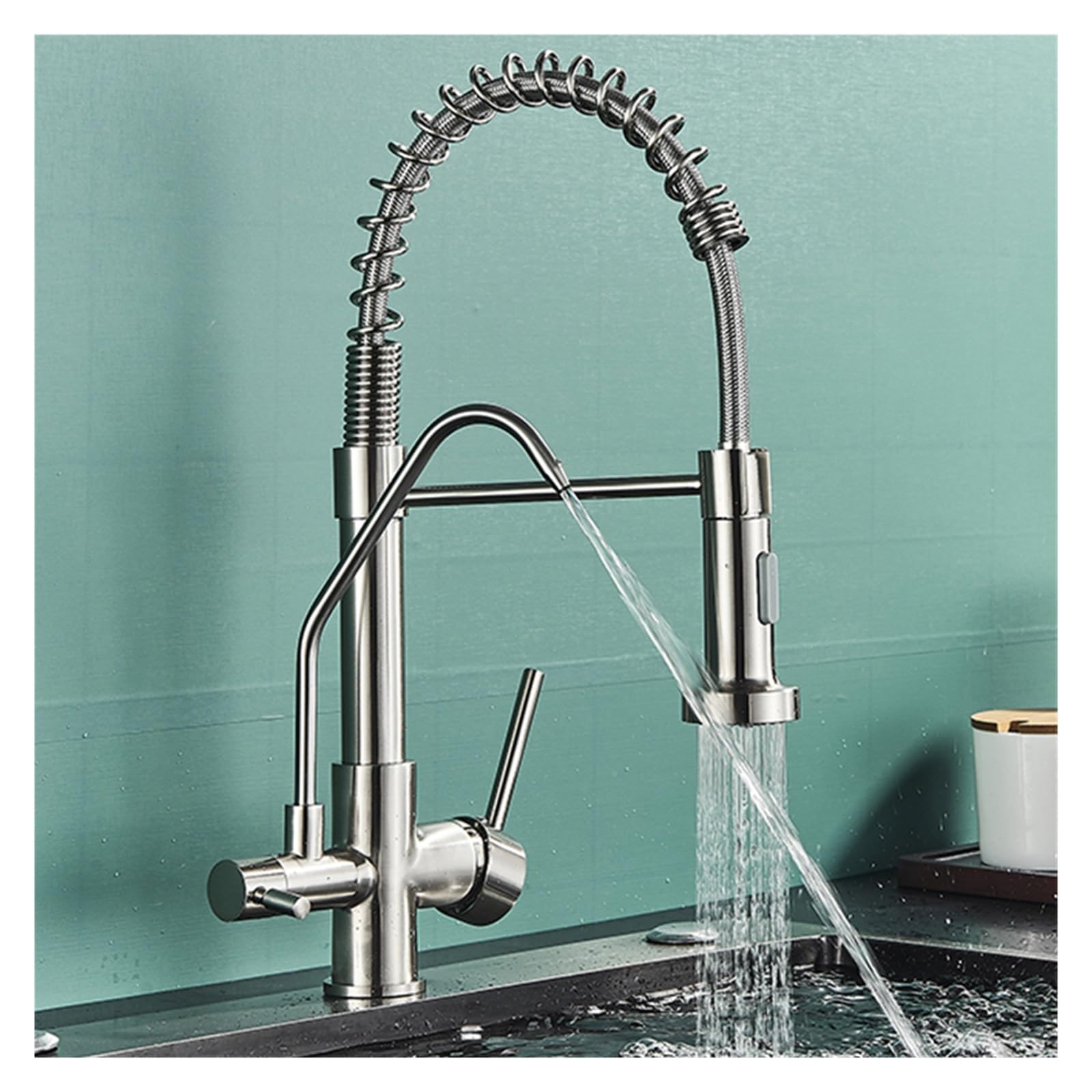 Robinet de purification eau potable cuisine mitigeur double commande pour évier