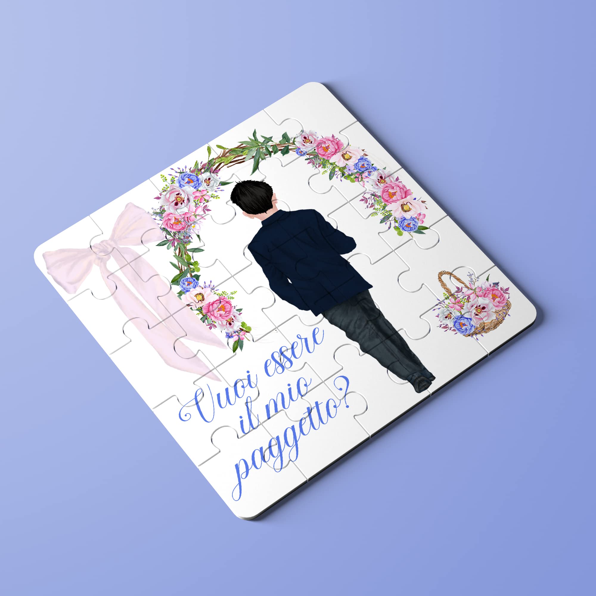 Vuoi essere il mio paggetto? Puzzle Biglietto Personalizzato per Bambino Portafedi – Disegno a Scelta – Proposta Originale per Matrimonio o Nozze – Regalo Simpatico e Tenero