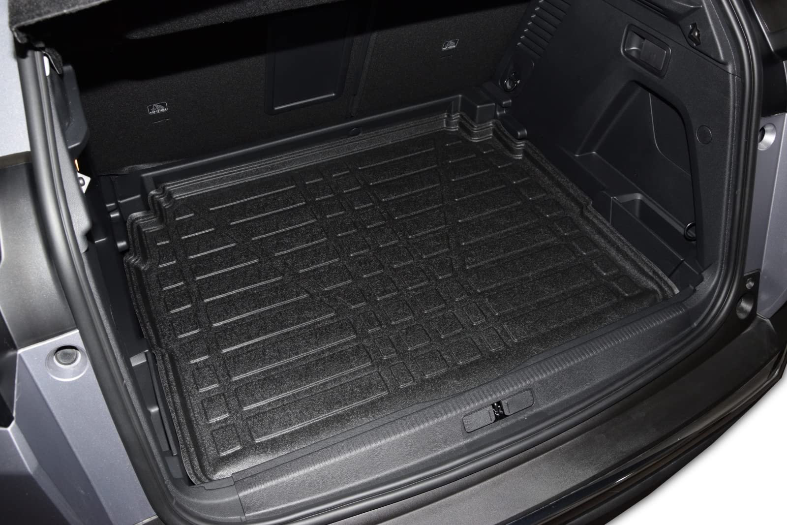 SCOUTT Tapis De Coffre sur Mesure pour Peugeot 3008 2017-2024 (Étage inférieur), Noir, Antidérapant, Bord Haut, Toutes Saisons