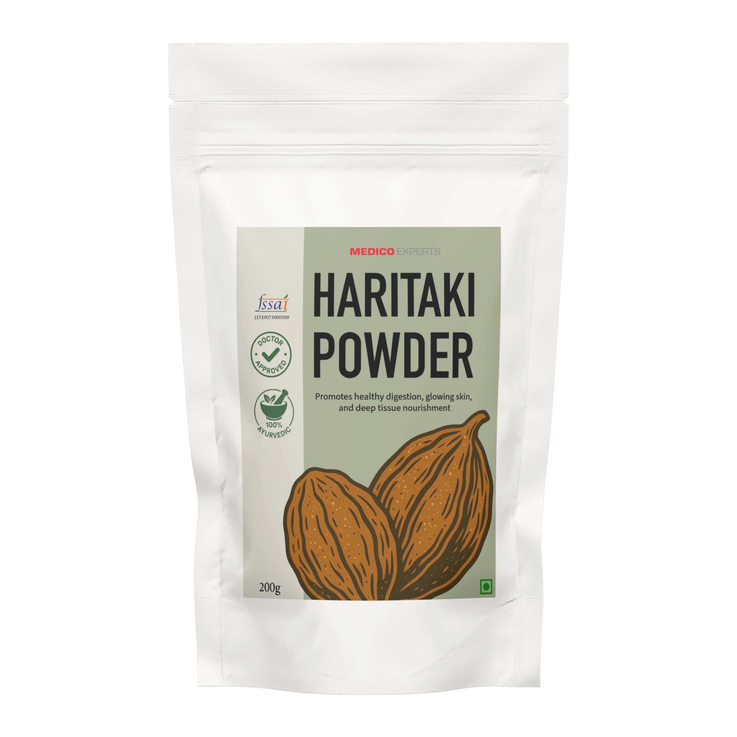 MedicoExperts Haritaki Powder Organic - 200gms - Inknut Powder for Dark Circles, Face, Skin & Healthy Digestion - Harde, Kadukkai, Harad Powder