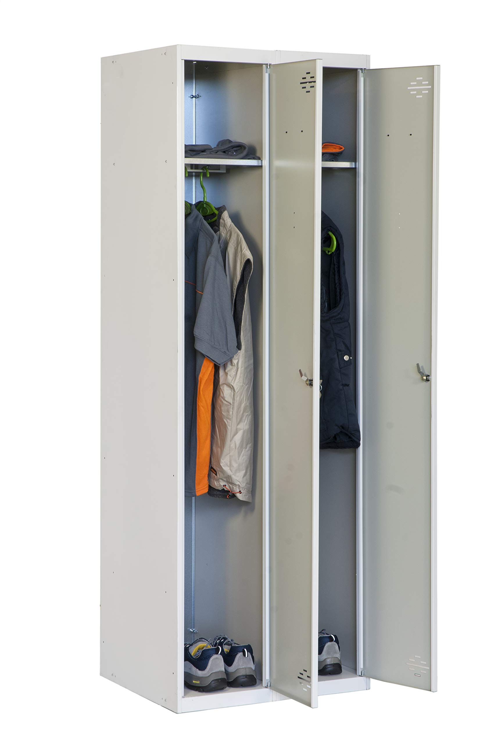 Simon Rack Taquilla Vestuario Metálica, 2 Puerta, Incluye Llave, Profesional, 1800x600x500 mm, MONTADA, Gris - Simonlocker