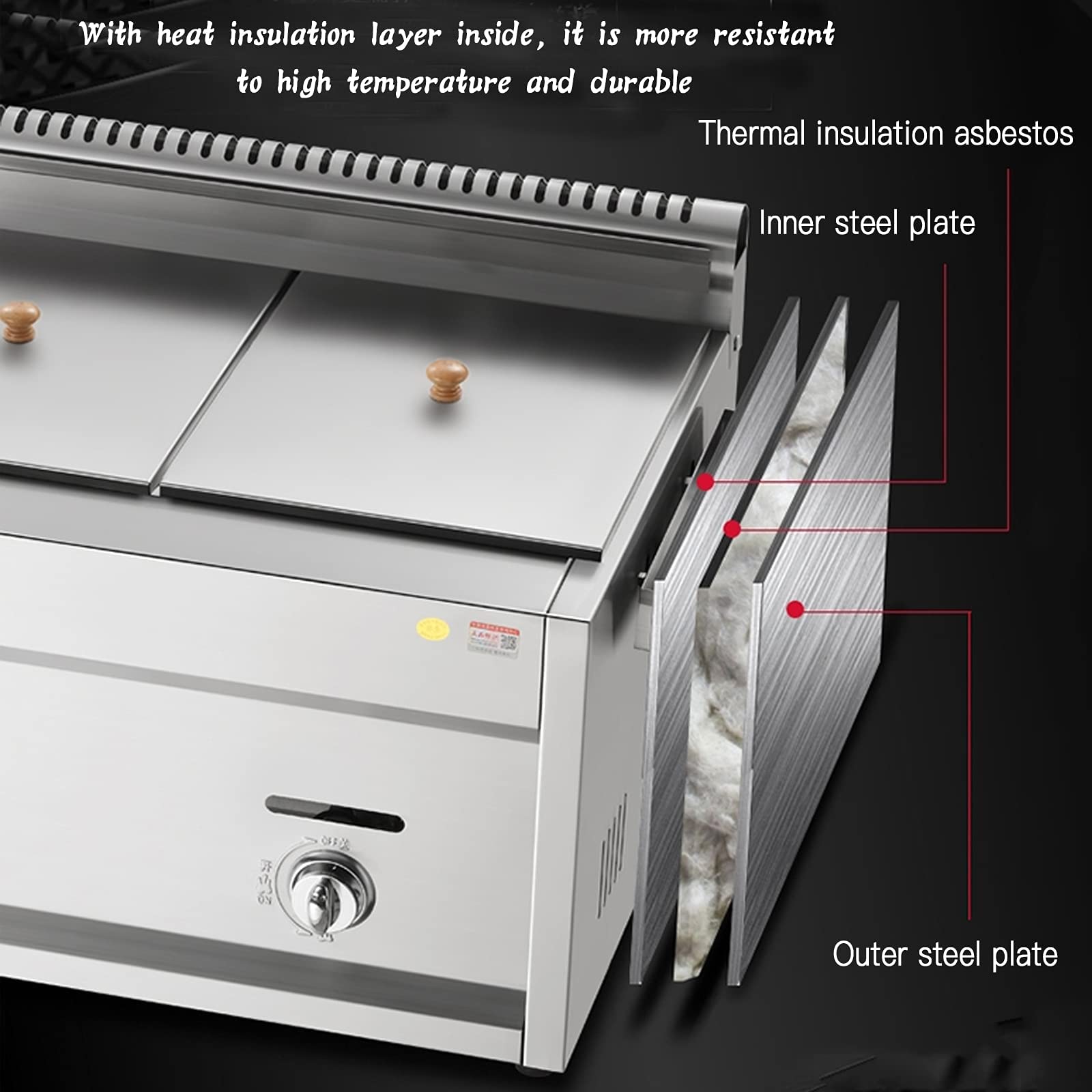 Freidora a Gas, freidora Comercial de GLP de Acero Inoxidable de 12 litros con Tapa para Patatas Fritas, donas, Pescado, Chimenea extraíble fácil de Limpiar