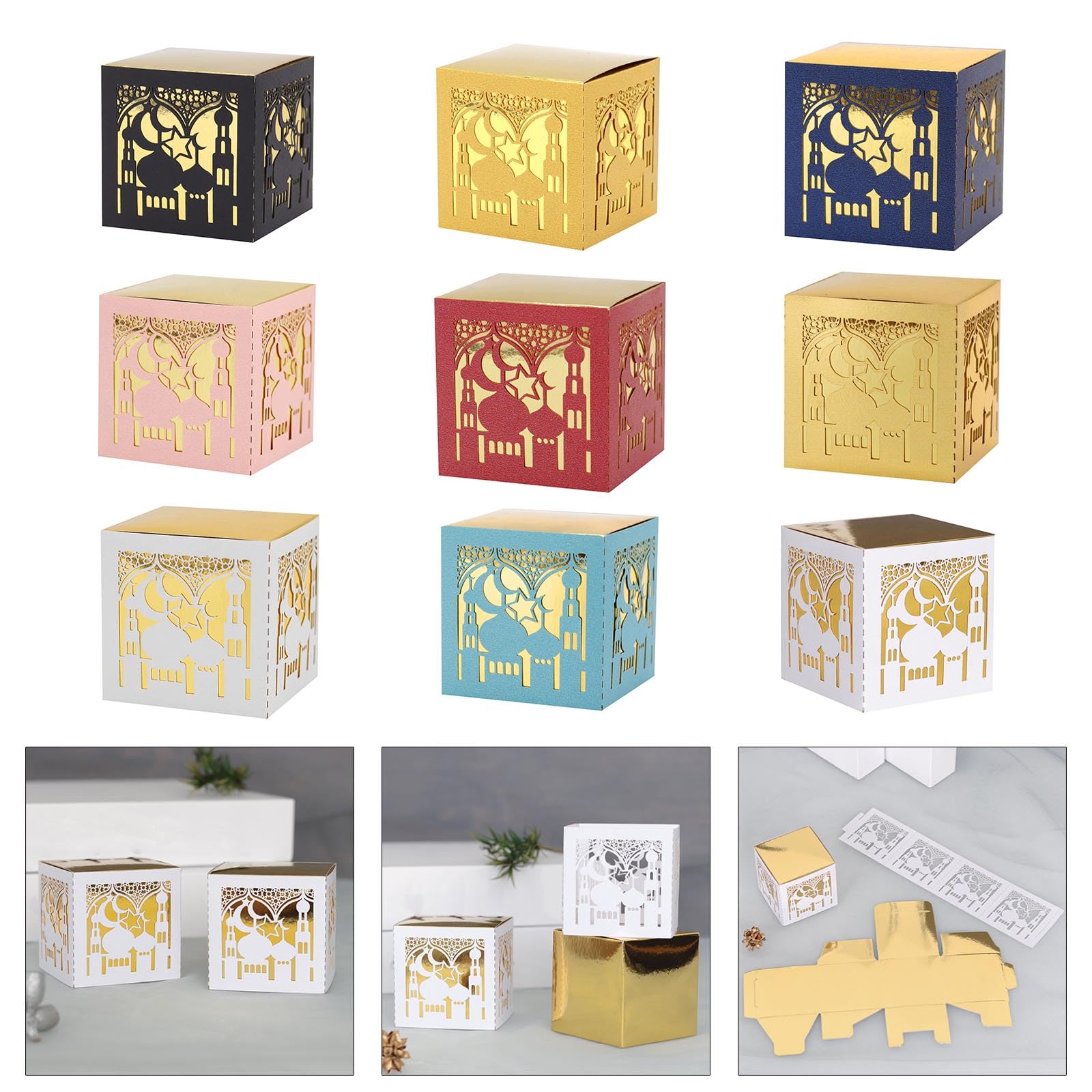 50 scatole carta per caramelle Eid, Tiffanyland