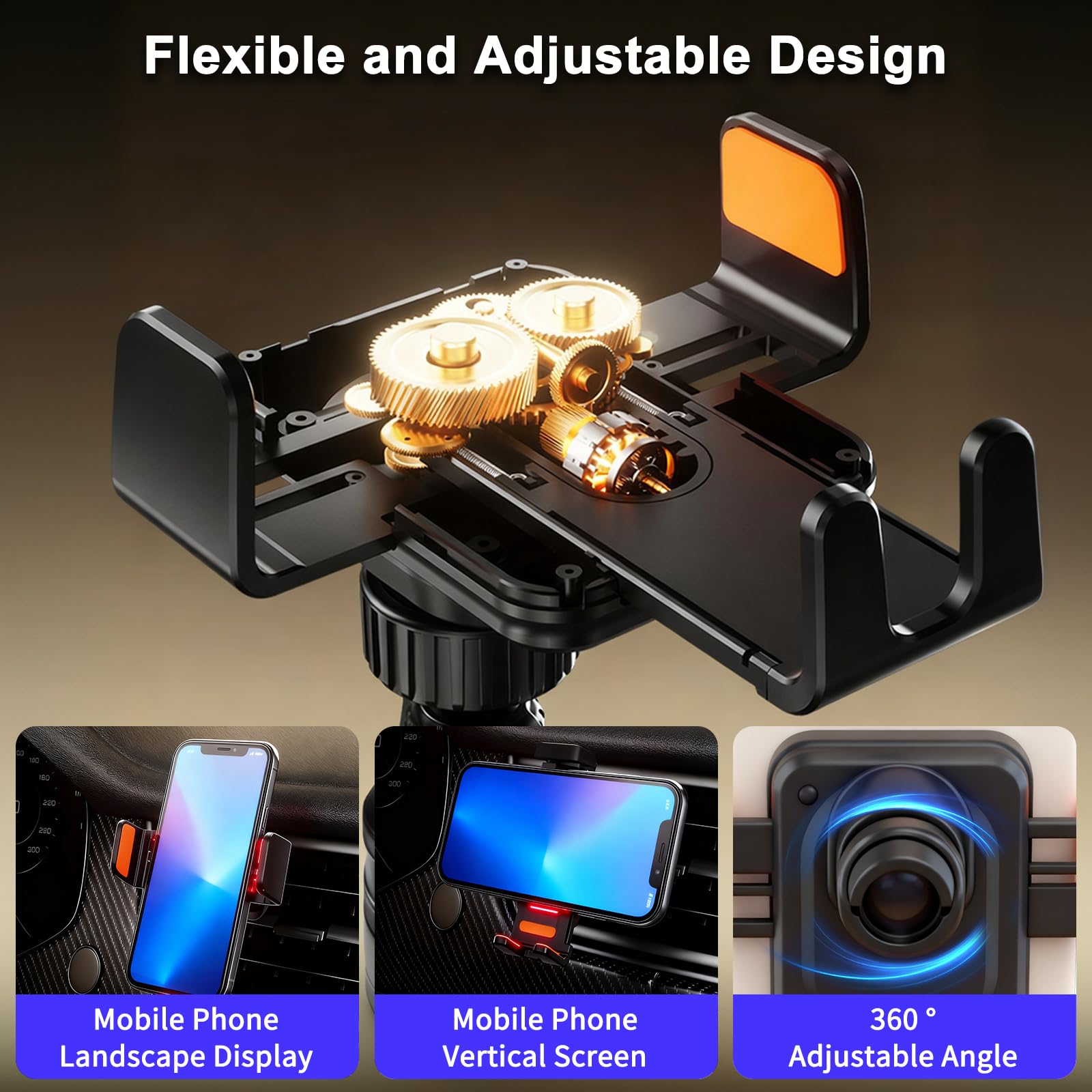Supporto per cellulare da auto da 15 W, con funzione di ricarica, morsetto automatico, touch, ricarica induttiva, luce RGB, rotazione a 360°, caricatore rapido