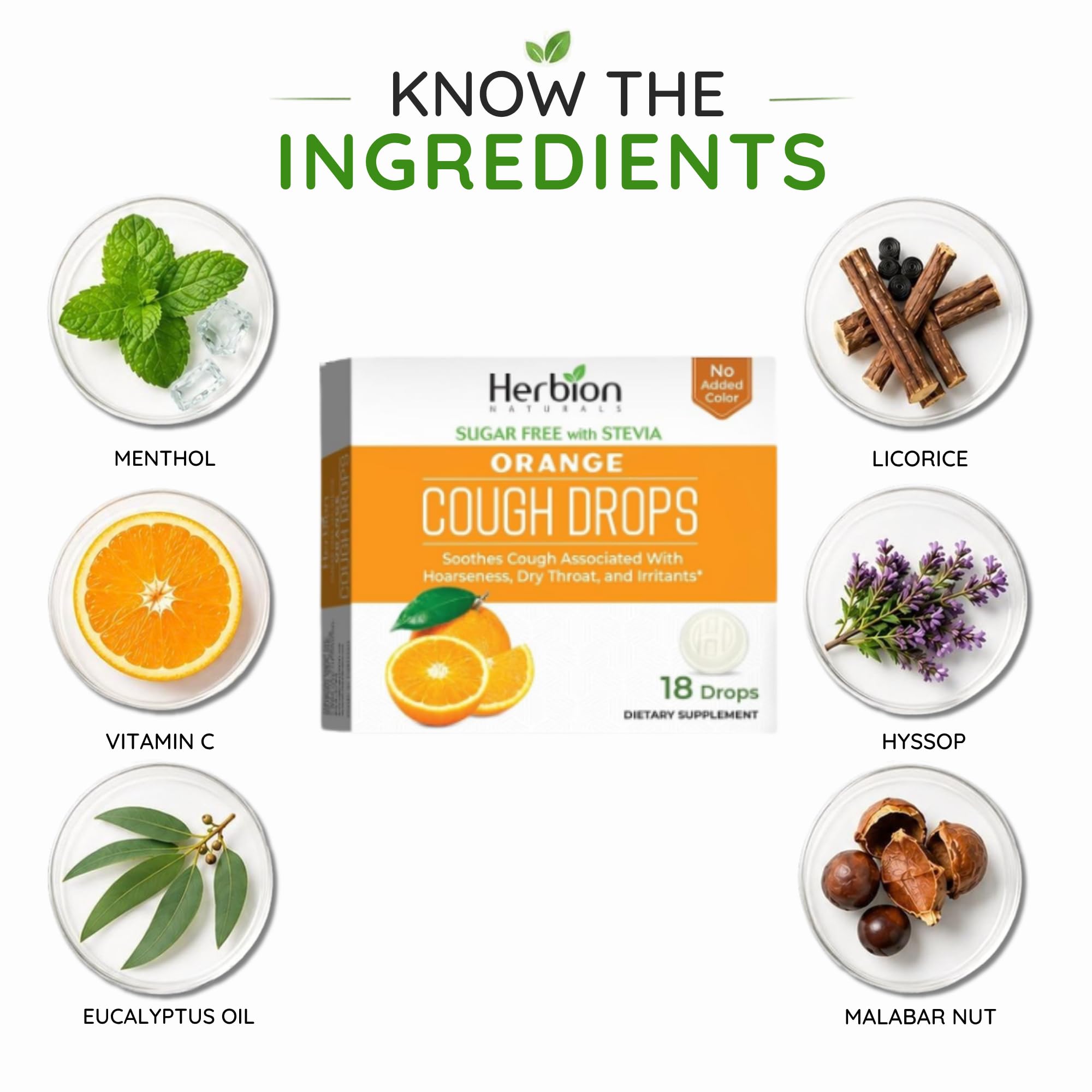 HERBION Naturals Sugar-Free Orange Cough Drops with Stevia, Natural Orange Flavor, 18 Count, Pack of 6, 108 Drops — Amazon image 3
