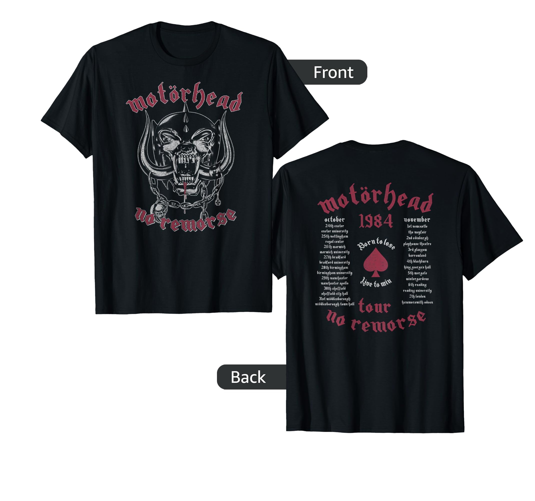 Motörhead OfficialMotörhead – No Remorse 1984 Tour T-ShirtOEKO-TEX STANDARD 100