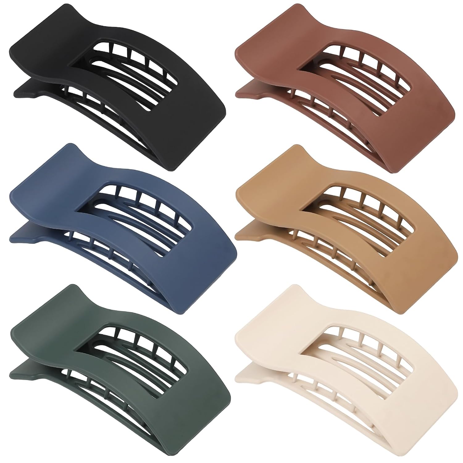 French Flat Hair Clips for Women 6pcs Hair Claw Clips for Thick or Thin Hair Matte Claw Clips for Girls Barrettes Non-Slip Strong Hold Hair Accessories for Women (Dark Colorful) - Image 8