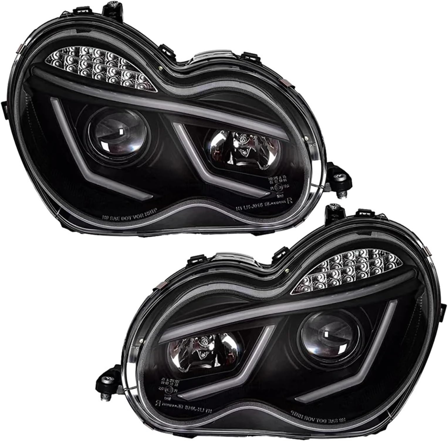 1Pair LED Headlights Compatible for Benz W203 2000-2006 Front Light Brake Turn Signal Car Accessories