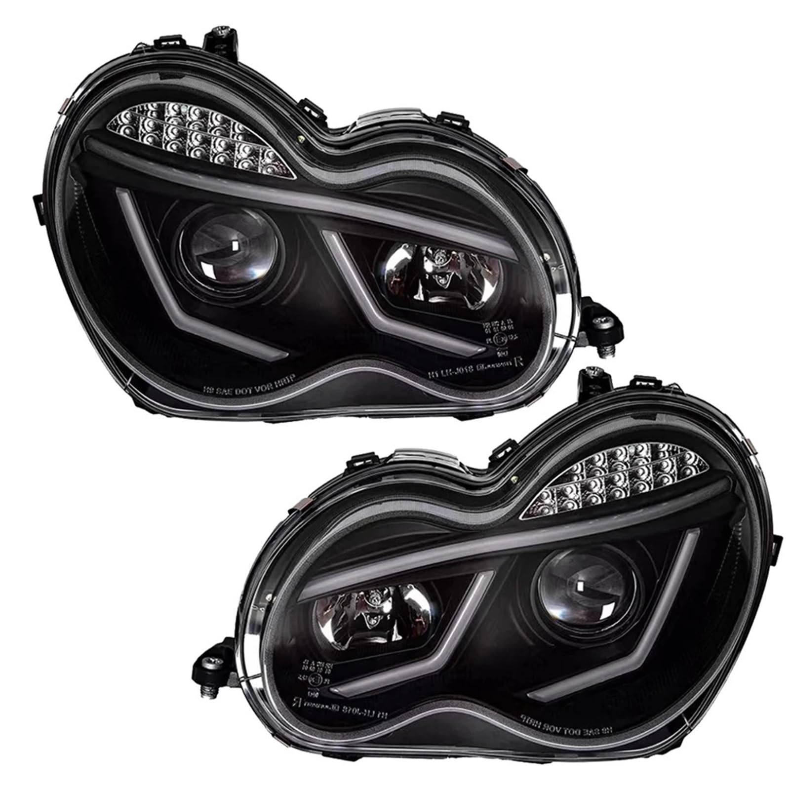 1Pair LED Headlights Compatible for Benz W203 2000-2006 Front Light Brake Turn Signal Car Accessories