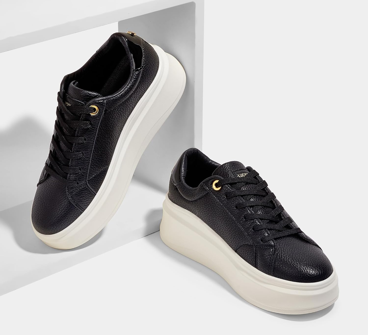 LUCKY STEP Women's Platform Fashion Sneakers Faux Leather Classic Tennis Shoes Low Top Casual Walking Shoes - Image 3