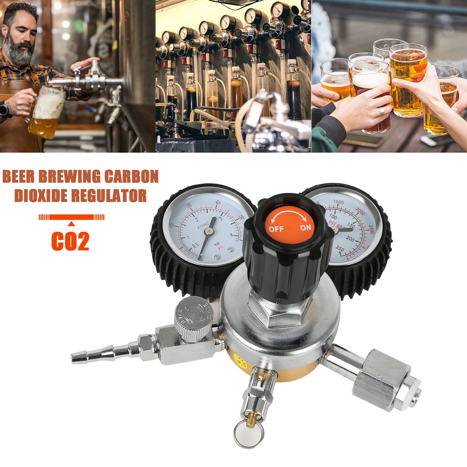 Druckminderer Druckregler CO2, Druckminderer Dual Manometer W21.8 R134A A/C Doppelmanometer-Regler Für Bierbrauen, Bierzapfanlage