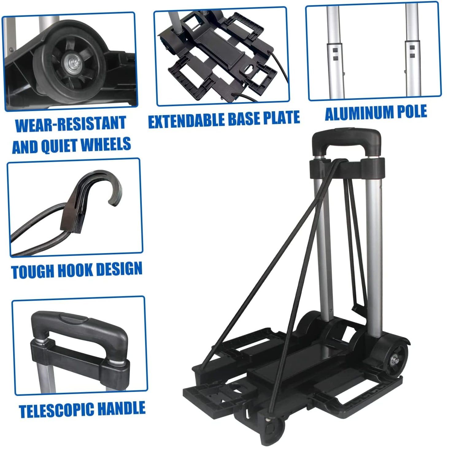 Beaupretty Pieghevole Portatile Ruote Trolley Campeggio e Casa per Traslochi e Spostamenti e Facile Riporre