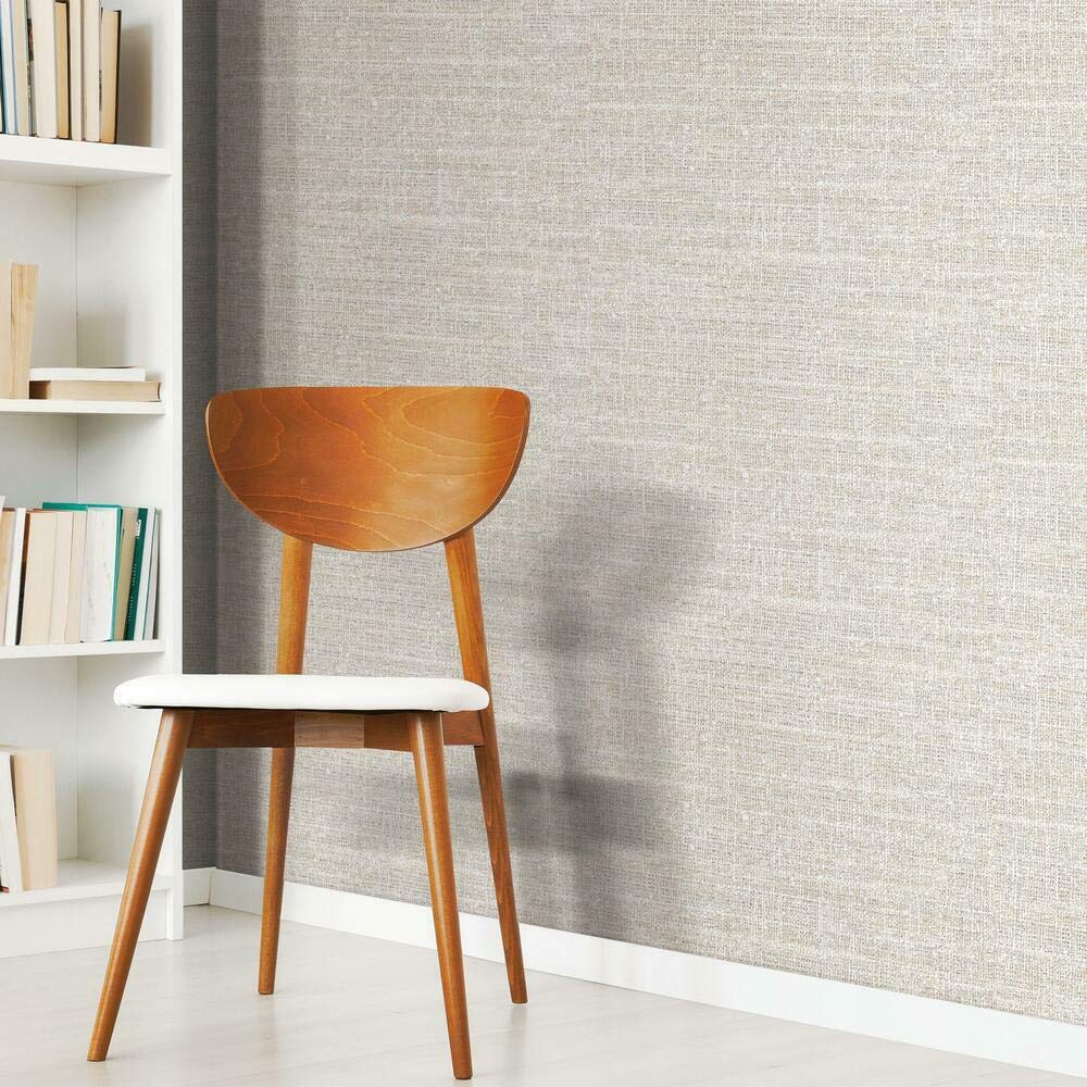 RoomMates RMK11329WP Beige Faux Tweed Peel and Stick Wallpaper, 52.1 x 502.9 cm - Image 2
