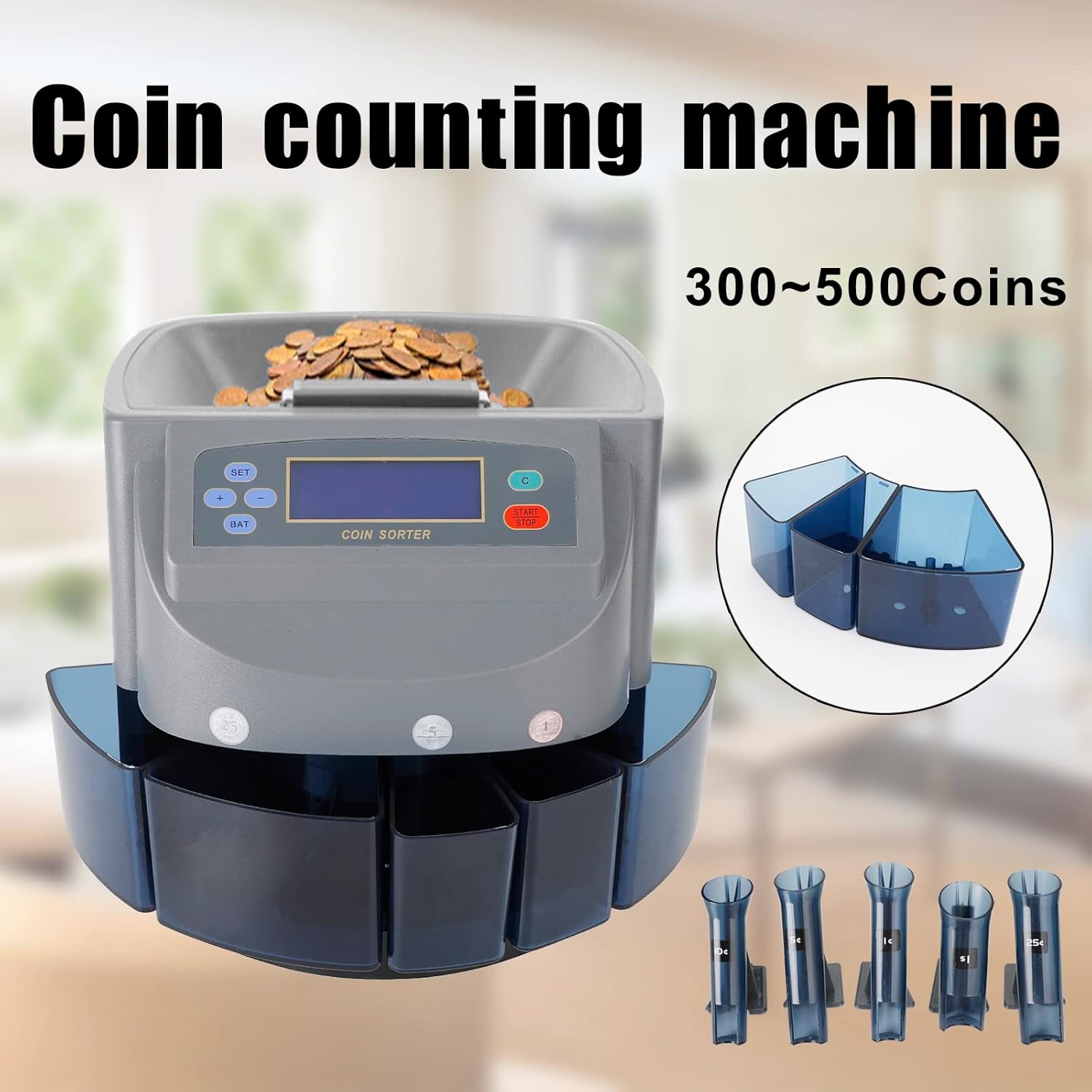 Bruce & Shark Gray Electronic Automatic Coin Sorter Machine Counter Counting Change Money - Image 5