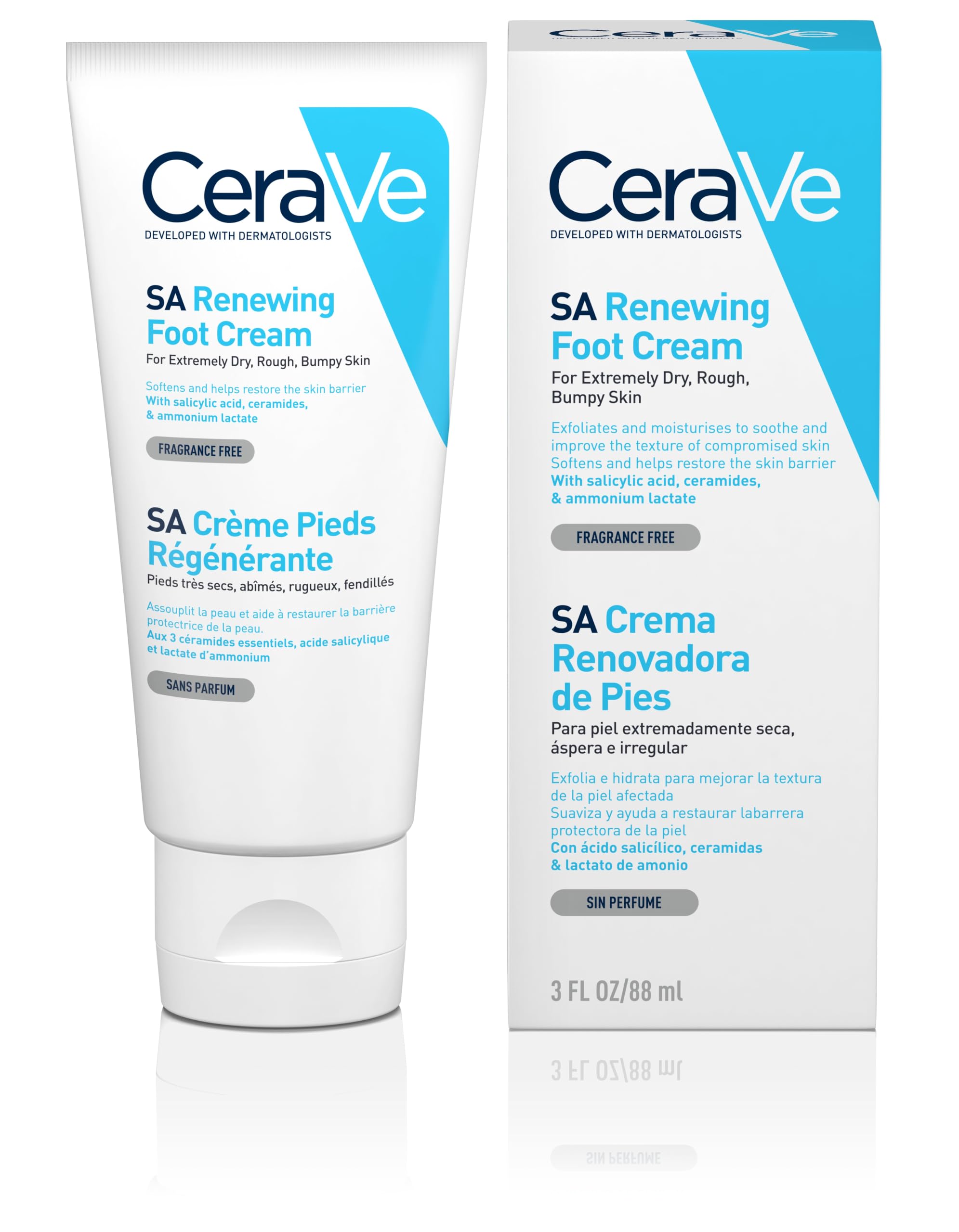 CeraVe SA Renewing Foot Cream for Extremely Dry Rough Bumpy Feet, 88ml