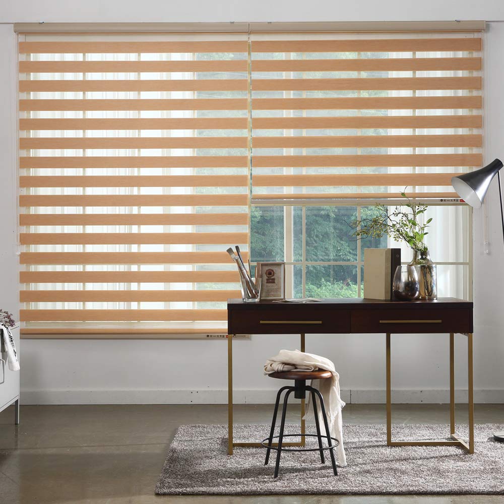 Amazon｜eeHAUS プレミアム 木目調生地 調光 ロールスクリーン