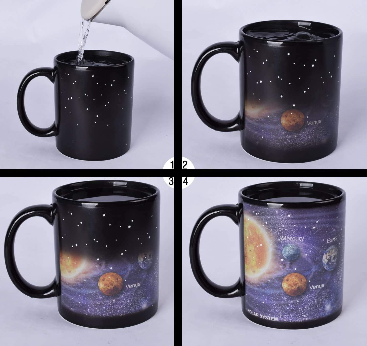🔥 Heat Changing Solar System Magic Coffee Mug Heat Sensitive Porcelain Tea Cup Funny Gifts(12 OZ)